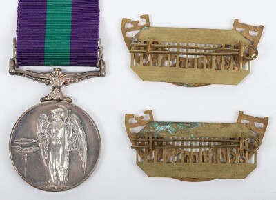ERII General Service Medal to the Royal Hampshire Regiment with Malaya Clasp. Impressed to 23140064 Pte. R.A Hampton Royal Hampshire Regiment with its original box and pair of Royal Hampshire brass shoulder titles. (3) - 4