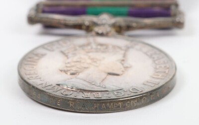ERII General Service Medal to the Royal Hampshire Regiment with Malaya Clasp. Impressed to 23140064 Pte. R.A Hampton Royal Hampshire Regiment with its original box and pair of Royal Hampshire brass shoulder titles. (3) - 5