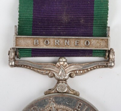 ERII General Service Medal with Borneo clasp, impressed to 23733388 Pte. M.P Wheeler, Royal Hampshire Regiment - 2