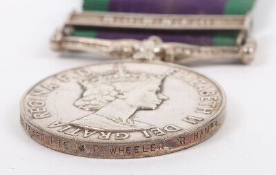 ERII General Service Medal with Borneo clasp, impressed to 23733388 Pte. M.P Wheeler, Royal Hampshire Regiment - 4