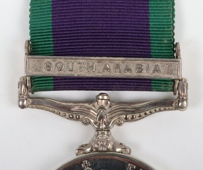 ERII General Service medal to The Lancashire Regiment. With South Arabia Clasp impressed to 23885822 Pte. G. J. Laing, The Lancashire Regiment - 2