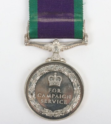 ERII General Service medal to The Lancashire Regiment. With South Arabia Clasp impressed to 23885822 Pte. G. J. Laing, The Lancashire Regiment - 3
