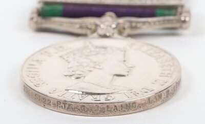 ERII General Service medal to The Lancashire Regiment. With South Arabia Clasp impressed to 23885822 Pte. G. J. Laing, The Lancashire Regiment - 4