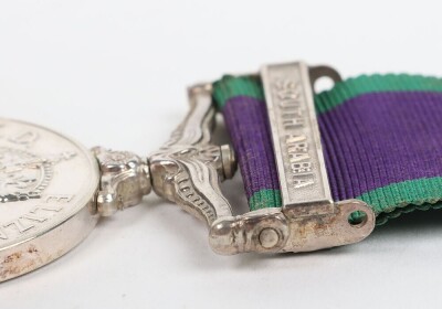 ERII General Service medal to The Lancashire Regiment. With South Arabia Clasp impressed to 23885822 Pte. G. J. Laing, The Lancashire Regiment - 5