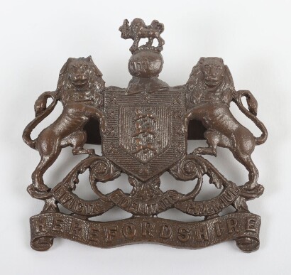 Scarce WW1 Herefordshire Officers Service Dress Cap Badge