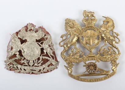 A Victorian Royal Artillery Sabretache Badge and Royal Engineers Victorian Helmet Plate.