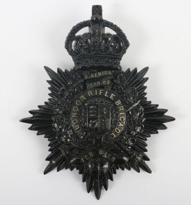 The London Rifle Brigade Helmet Plate with South Africa" Scroll."