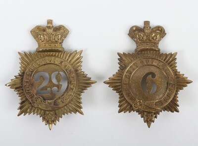 Two Victorian brass Shako Plates 6th of Foot & the 29th of Foot.