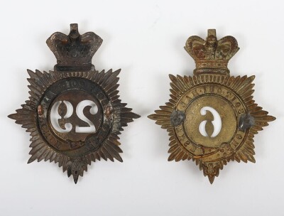 Two Victorian brass Shako Plates 6th of Foot & the 29th of Foot. - 2