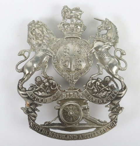 The First Northumberland Artillery Volunteers Victorian white metal Helmet Plate.