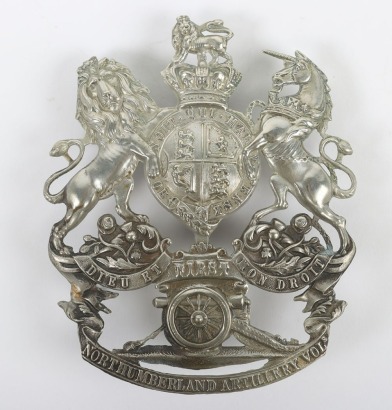The First Northumberland Artillery Volunteers Victorian white metal Helmet Plate.