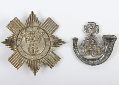 2nd Admin Battalion Forfar Rifle Volunteer Shako Plate and a Berkshire Rifle Volunteers Corps cap badge. - 2