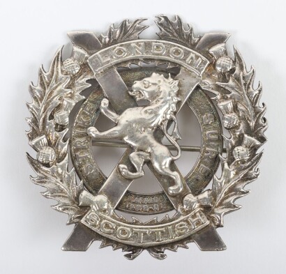 The London Scottish Officer's Hallmarked Silver Glengarry badge.
