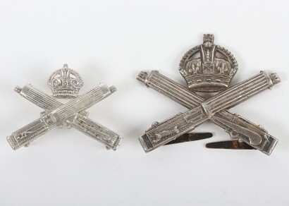 The Machine Gun Corps Officer's Silver Cap & Collar Badges.