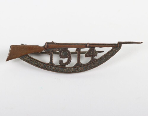Southampton Civil Volunteer Corps (V.T.C) Bronze pin backed badge.