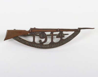 Southampton Civil Volunteer Corps (V.T.C) Bronze pin backed badge.