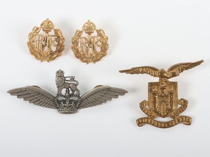 603 (City of Edinburgh) Bomber Squadron Pipers badge accompanied with R.A.F Collar Badges & a Glider Pilot metal wing.