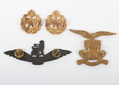 603 (City of Edinburgh) Bomber Squadron Pipers badge accompanied with R.A.F Collar Badges & a Glider Pilot metal wing. - 2