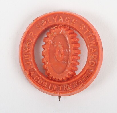 Junior Salvage Steward WW2 plastic economy Home Front Badge.