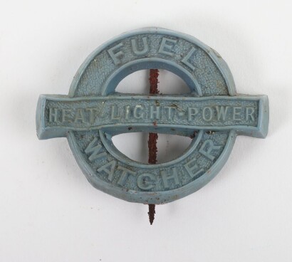 WW2 Ministry of Fuel Watcher blue plastic economy issue Home Front badge.