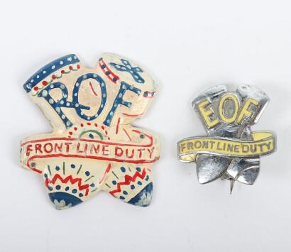 WW2 Royal Ordnance Factory & Elstow Ordnance Factory Front Line Badges.