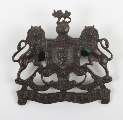 Scarce WW1 Herefordshire Officers Service Dress Cap Badge