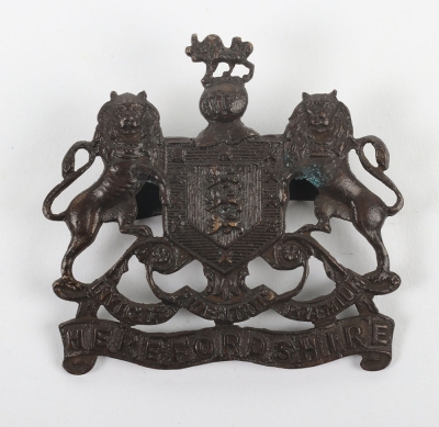 Scarce WW1 Herefordshire Officers Service Dress Cap Badge