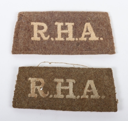 2x WW1 Royal Horse Artillery Cloth Shoulder Titles