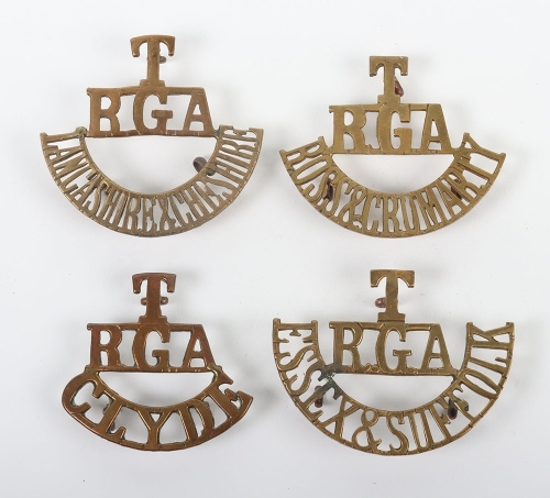 4x WW1 Royal Garrison Artillery Territorial Shoulder Titles