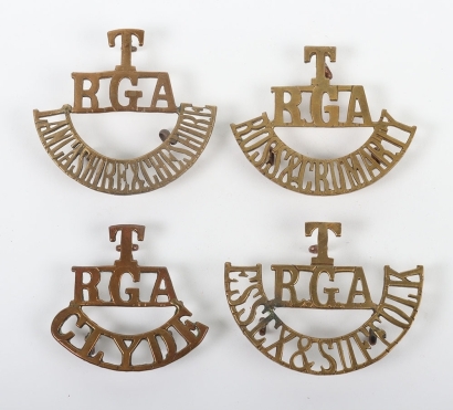 4x WW1 Royal Garrison Artillery Territorial Shoulder Titles