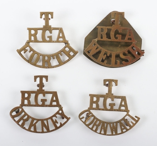 4x WW1 Royal Garrison Artillery Territorial Shoulder Titles