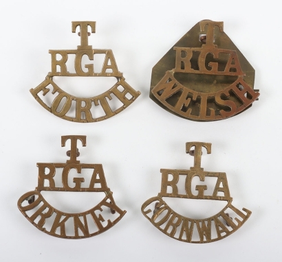 4x WW1 Royal Garrison Artillery Territorial Shoulder Titles