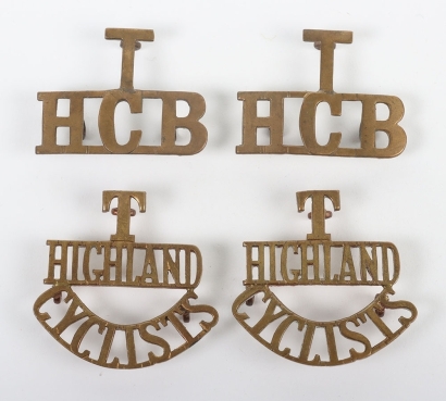 2x Pairs of WW1 Highland Cyclist Battalion Shoulder Titles