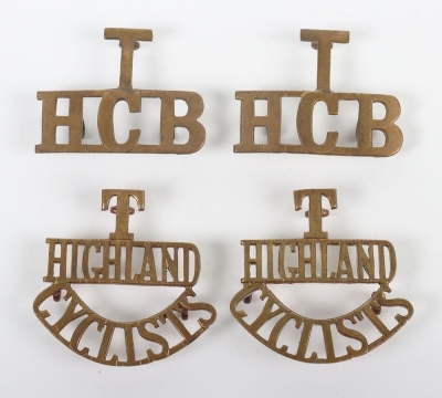 2x Pairs of WW1 Highland Cyclist Battalion Shoulder Titles