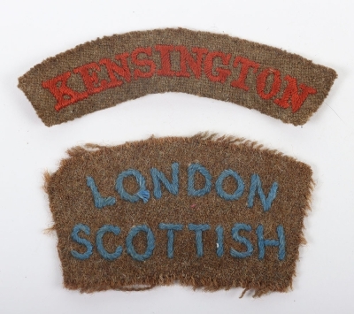 WW1 13th (Kensington) and 14th (London Scottish) County of London Regiment Cloth Shoulder Titles
