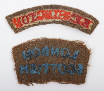 WW1 13th (Kensington) and 14th (London Scottish) County of London Regiment Cloth Shoulder Titles - 2