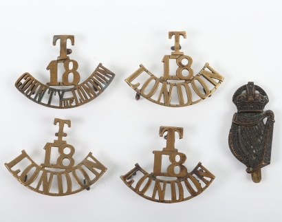 Grouping of 18th (London Irish) County of London Regimental Badges,