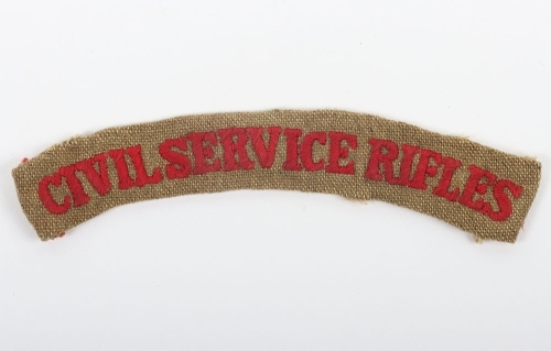 WW1 15th (Civil Service Rifles) County of London Regiment Cloth Shoulder Title