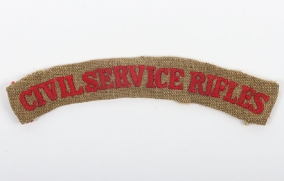 WW1 15th (Civil Service Rifles) County of London Regiment Cloth Shoulder Title