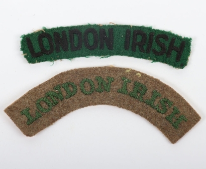 2x 18th (London Irish) County of London Regiment Cloth Shoulder Titles