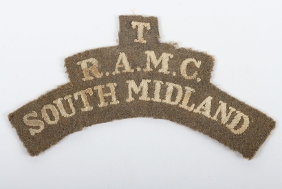 WW1 Territorial South Midland Royal Army Medical Corps Cloth Shoulder Title