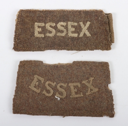 2x WW1 Essex Regiment Slip-on Shoulder Titles