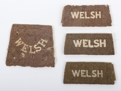 4x Variations of WW1 Welsh Regiment Slip-on Shoulder Titles