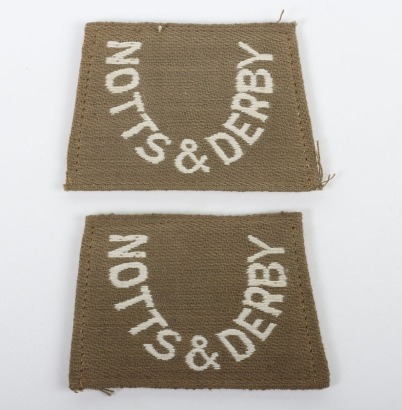 WW1 Notts & Derby Regiment Slip-on Shoulder Titles