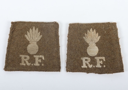 2x WW1 Royal Fusiliers Slip-on Cloth Shoulder Titles
