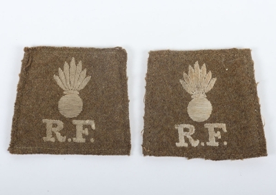 2x WW1 Royal Fusiliers Slip-on Cloth Shoulder Titles