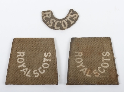 3x WW1 Royal Scots Cloth Shoulder Titles