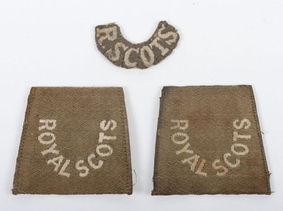 3x WW1 Royal Scots Cloth Shoulder Titles