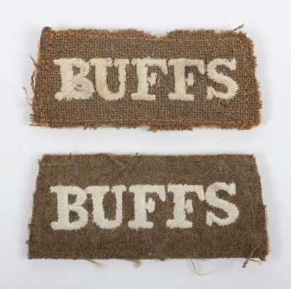 2x WW1 East Kent Regiment (The Buffs) Cloth Shoulder Titles