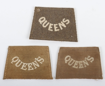 3x WW1 Queens West Surrey Regiment Cloth Shoulder Titles